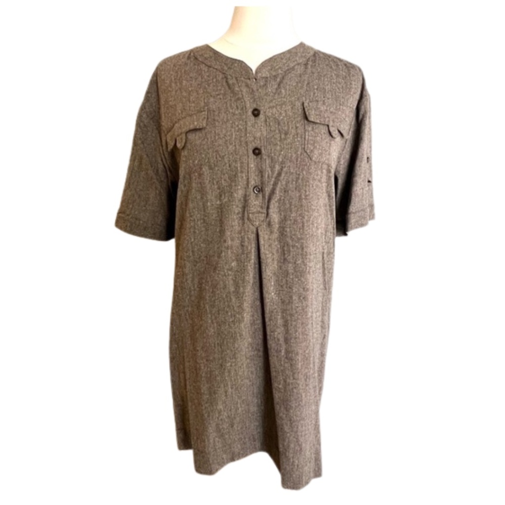 Massimo Dutti Brown Gray Shirt Dress | Button Front | Size 40